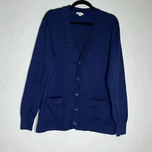 Merona Men's Shawl Collar Navy Blue Button Cardigan W/ Pockets - Sz L
